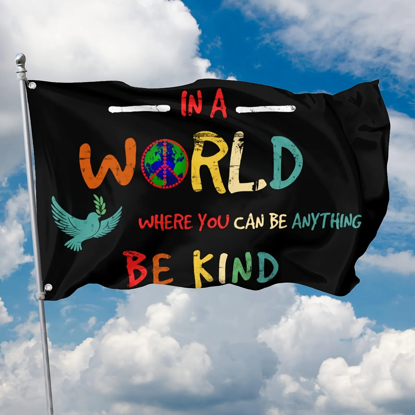 Be Kind Dove Peace Symbol Garden Flag Inspirational Quote Polyester Outdoor Banner