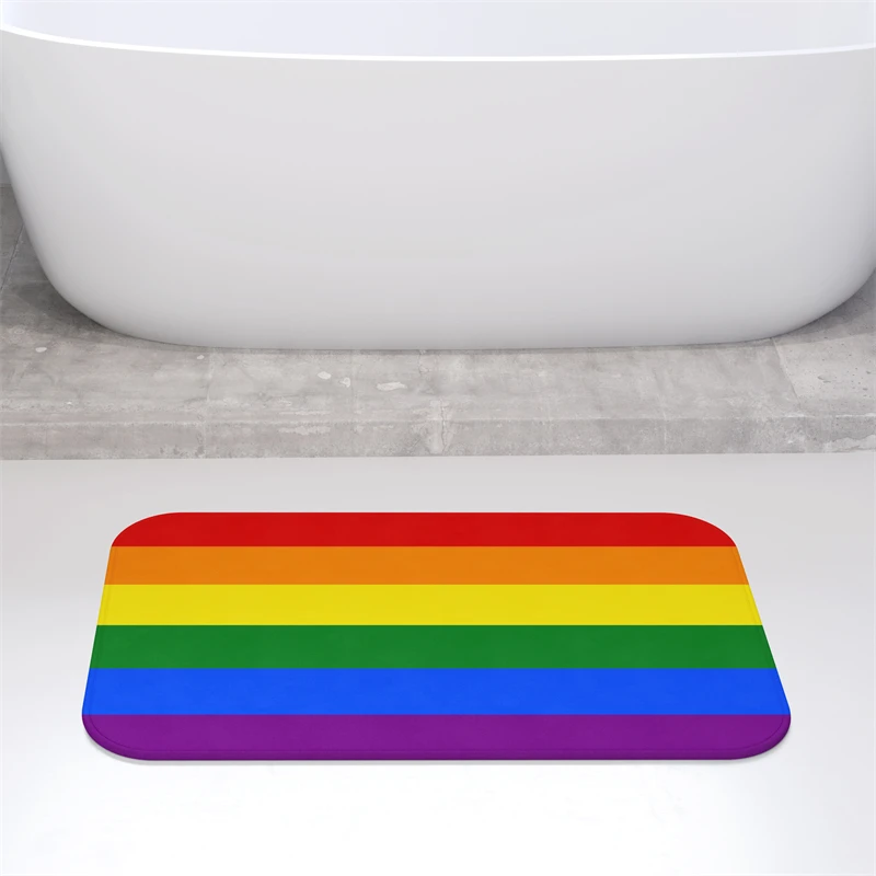

Коврик для ванной Gaslight Gatekeep Girlboss с 6 полосами в виде радужного флага, с нескользящей основой, впитывающий, очень мягкий, из фланели