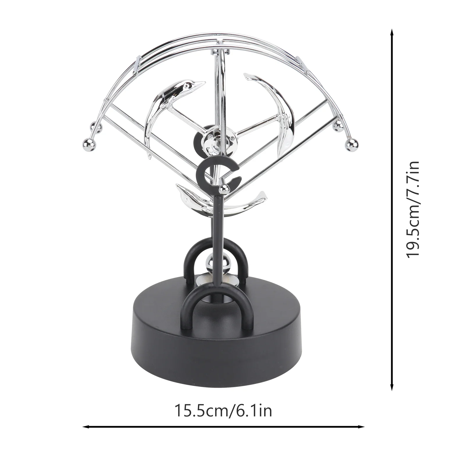 1 pçs movimento perpétuo ornamento de mesa prata base sólida ciência decoração escritório casa alívio do estresse durável balanço metal