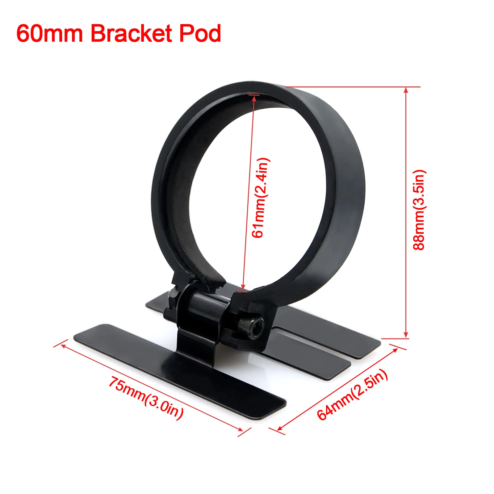 60mm Single Hole Gauge Pod Adjustable Rotating Black Pod Mount Car Racing Modified Boost Gauge Cup Holder