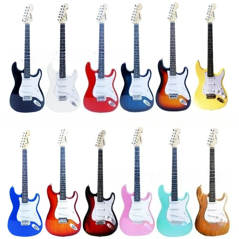 جيتار كهربائي من سلسلة ST، مجموعة كاملة من ملحقات حقيبة أمبير من الدرجة الاحترافية للبالغين والمبتدئين باللون الأسود