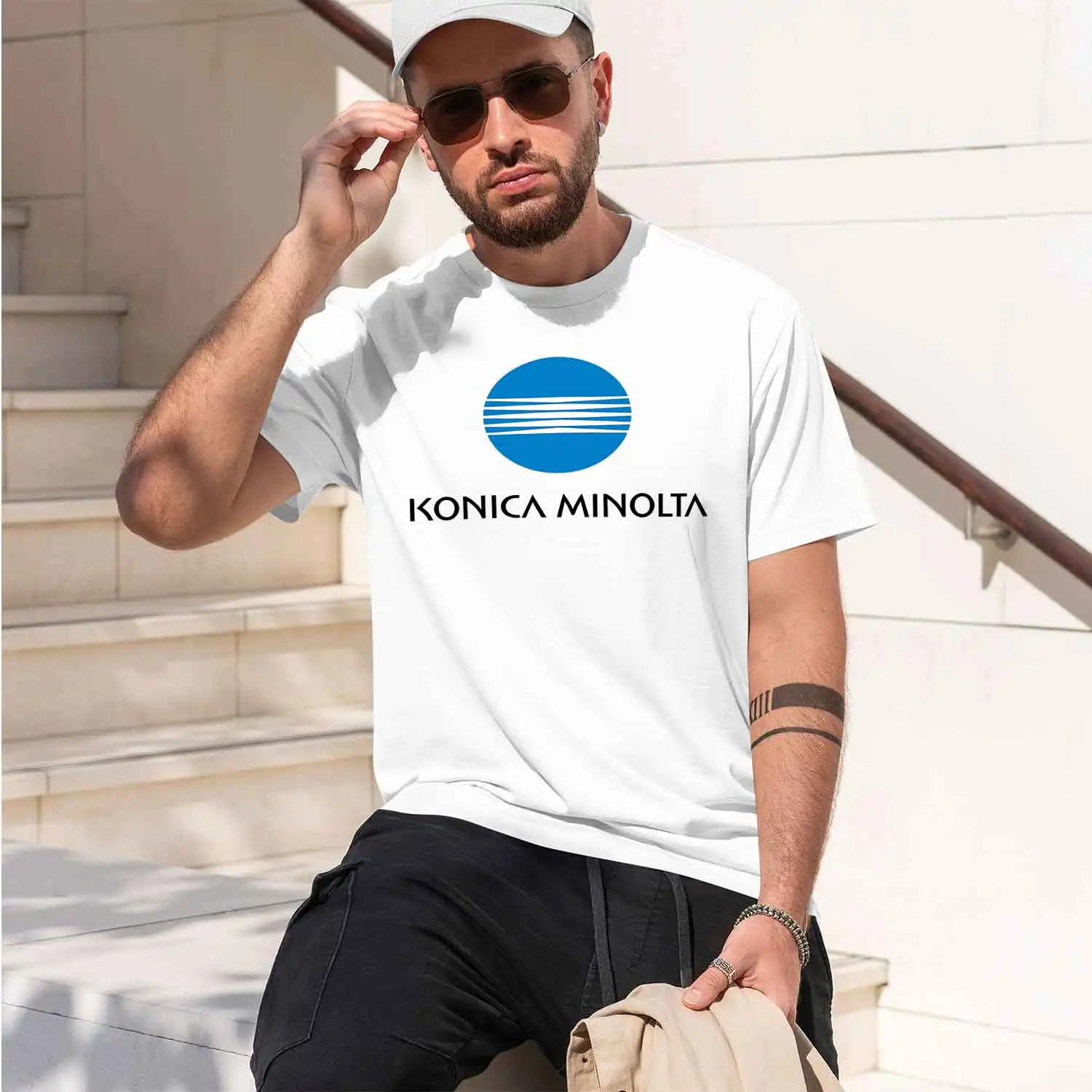 KONICA MINOLTA 2026 New Model Men’s Short-sleeve crewneck T-Shirt Classic Casual Multiple Colors and Sizes for Daily Wear All-Da