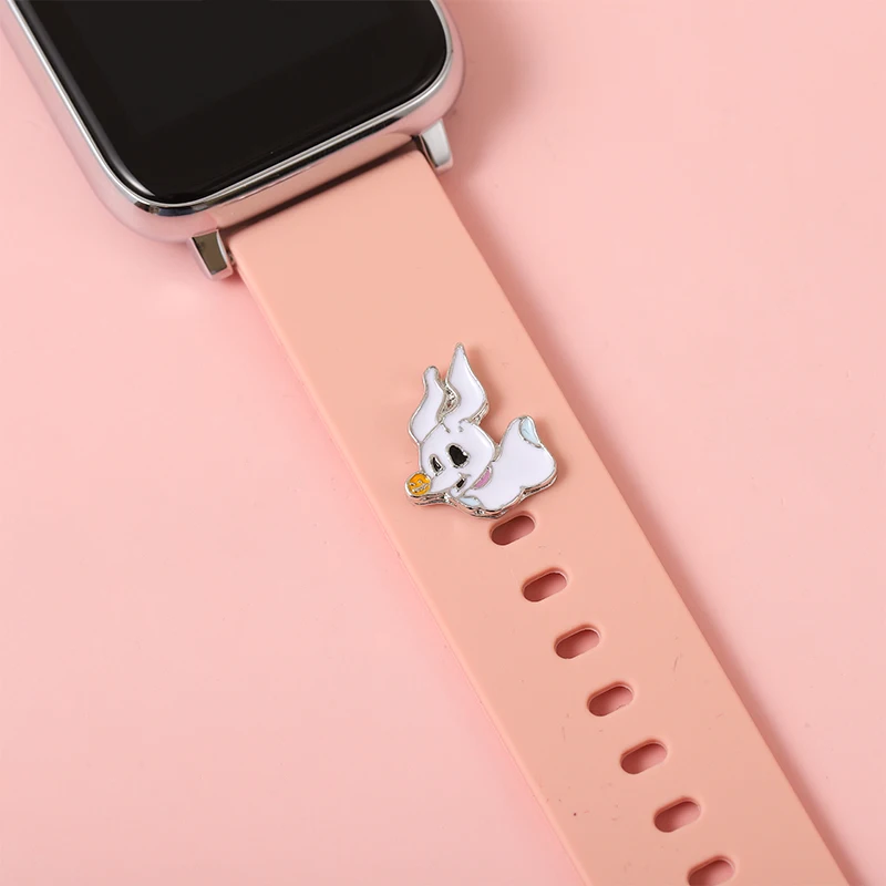Dijes de correa de silicona para Apple Watch, colgante de uñas de colores, joyería para Iwatch, taza de arcoíris, pulsera de dibujos animados, encanto de uñas