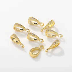 5Pcs Brass Micro Pave Cubic Zirconia Pendant Bails Pinch Clips Clasp Hooks Necklace Connector For Diy Jewelry Making Accessories