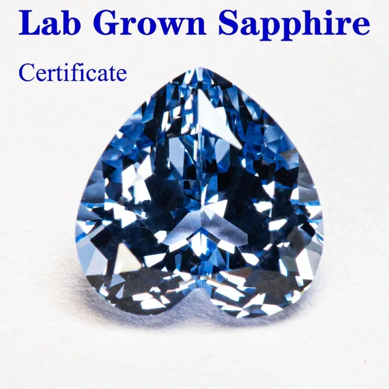 

Top Lab Grown Sapphire Cornflower Heart Shape VVS1 Quality Charms Beads Selectable AGL Certificate Diy Jewelry Making Materials