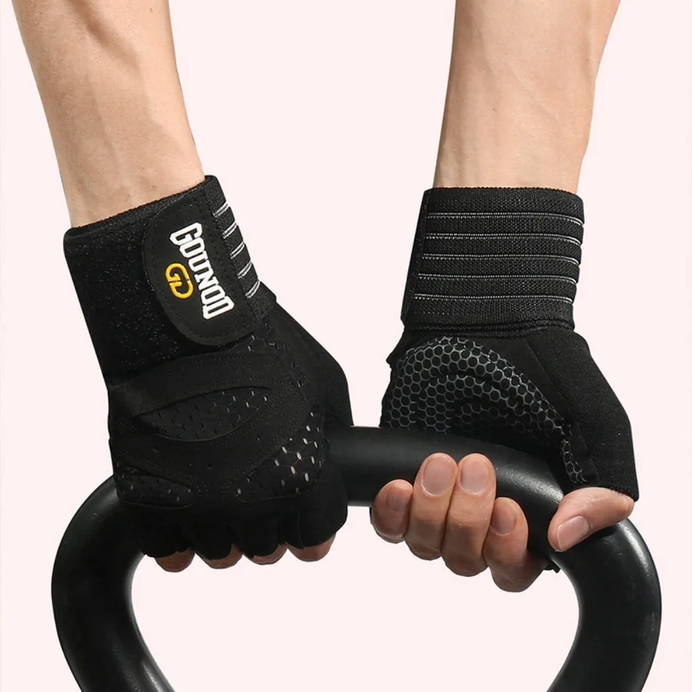 Breathable Weight Lifting Gloves Curved Open Back Non-Slip Half Finger Workout Gloves Wearproof Shockproof