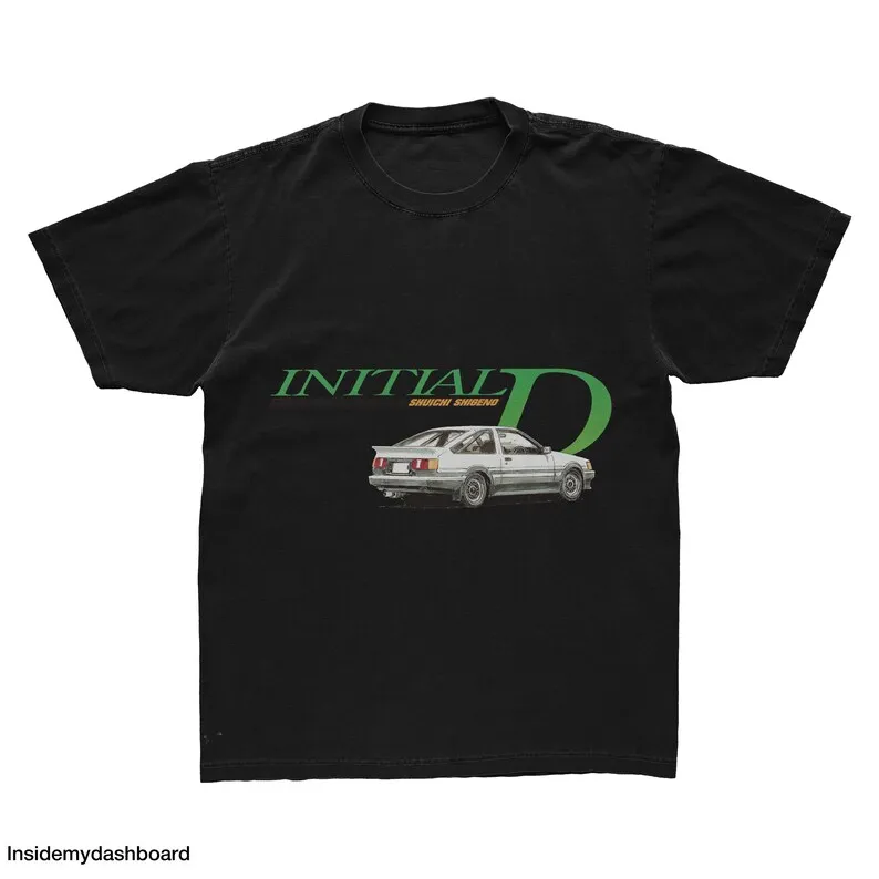 Initial D AE86 Green Logo T-Shirt, Hachi-Roku, Skyline, GTR, JDM Anime Drift Racing Tee