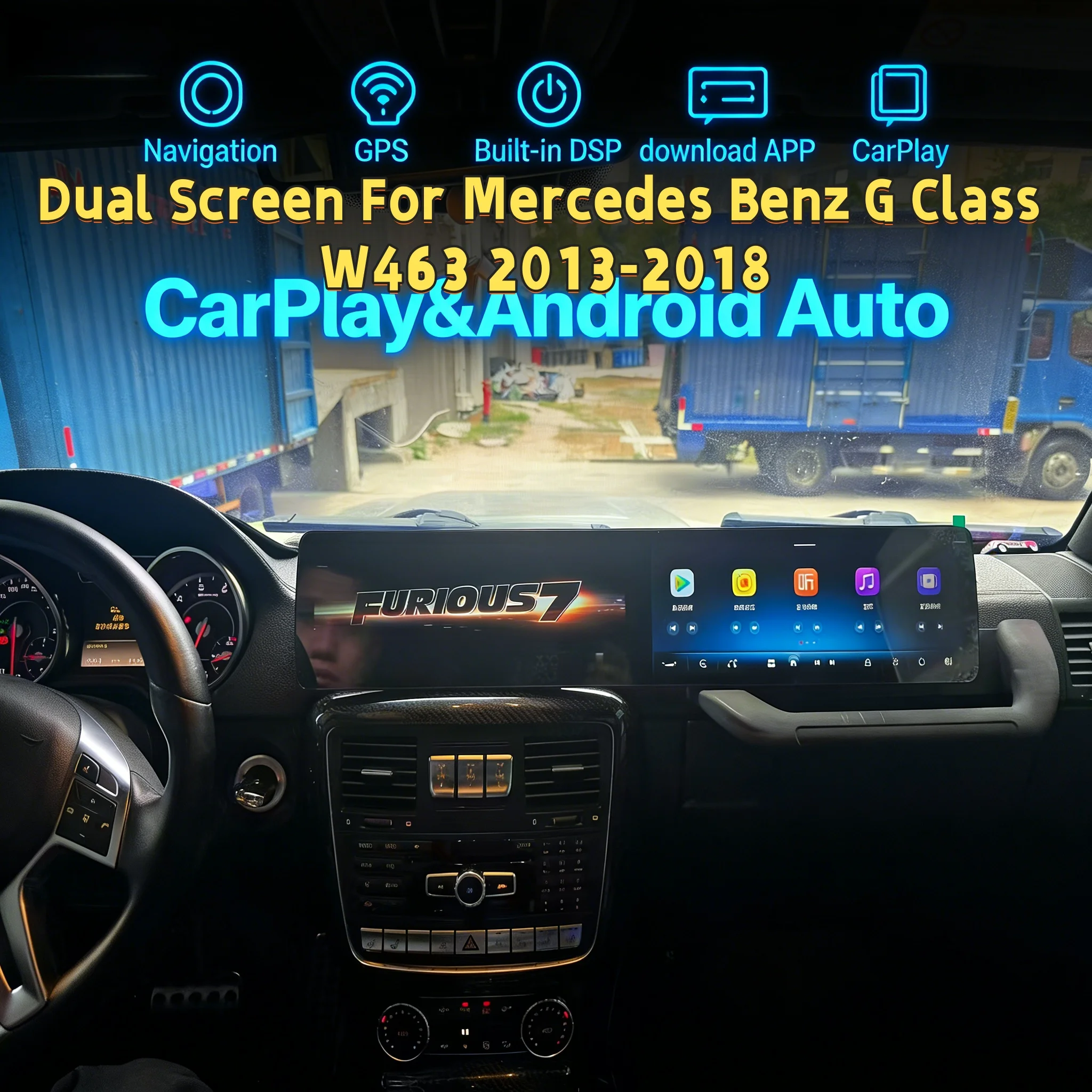 

25,6-дюймовый беспроводной CarPlay Android Bluetooth 5.0 для Mercedes Benz G Class W463 2013-2018, мультимедийный плеер, навигационный головной блок