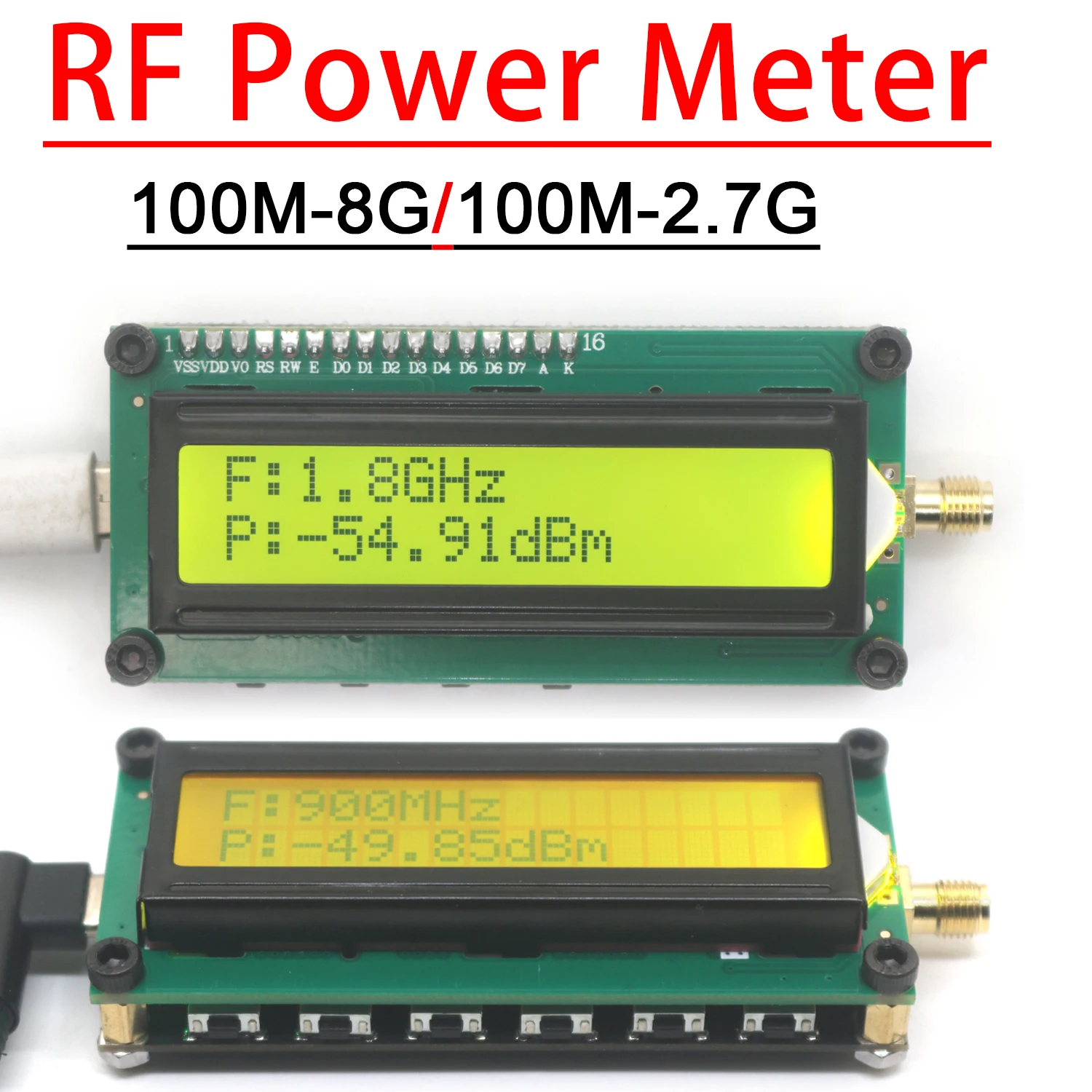 100Mhz-8Ghz RF Power Meter 24Bit ADC High precision USB Type-C FOR Ham Radio Amplifier 868M 900M 1.2G 1.5G 2.4G 5.8G Detector