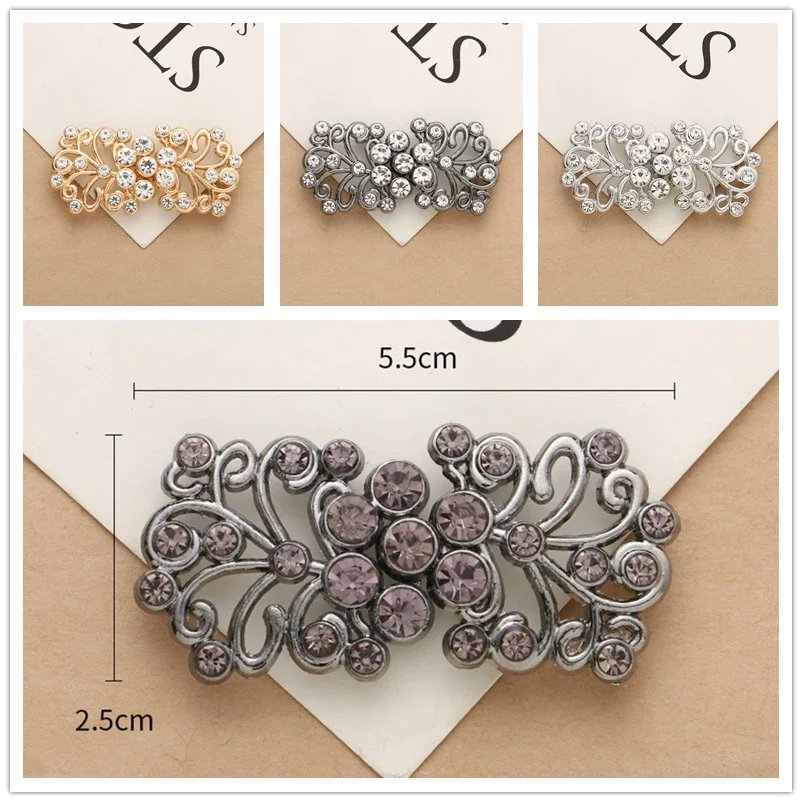 

1 Pair Fashion Women Decor Crystal Cape Cloak Clasps Fasteners Buckle Brooch Clip