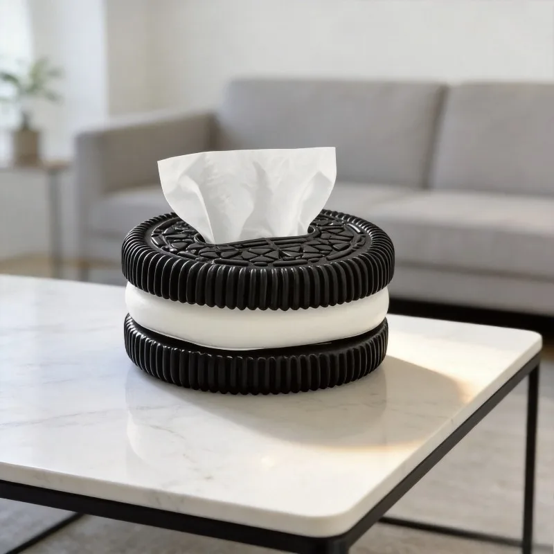 Cookie tissue box, cute and quirky tableside coffee table, desktop tissue holder, storage box