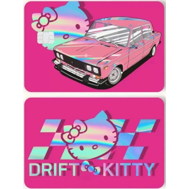 Drift Hello Kitty Credit Card Stickers Double Sided Stickers Front and Rear Card Protection Stickers Girl Gift Kawaii Anime