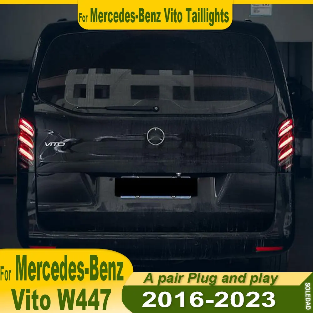 

Пара автомобильных задних фонарей в сборе для Mercedes-Benz Vito W447 2016-2024, светодиодные задние фонари, обновленные динамические аксессуары для задних фонарей