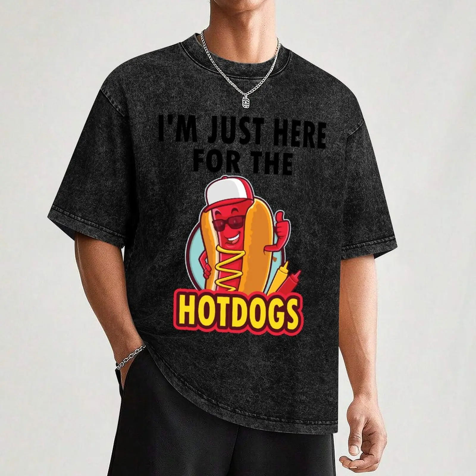 I'm Just Here For The Hotdogs T-Shirt heavyweights blacks mens graphic t-shirts image 3