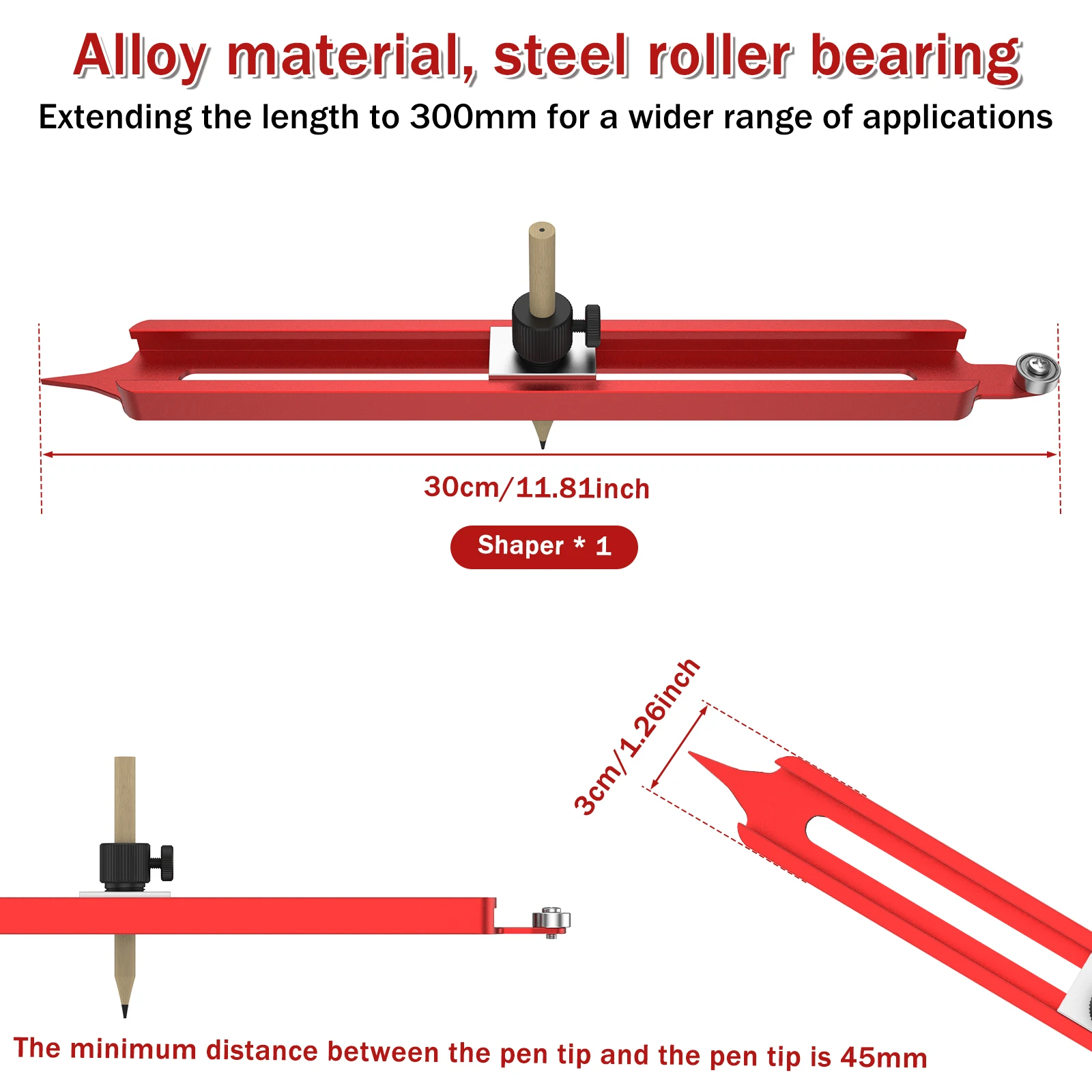 Profile Scribing Ruler Precise Aluminum Alloy Contour Scribe Tool Multifunctional Contour Gauge With Adjustable Pencil Holder