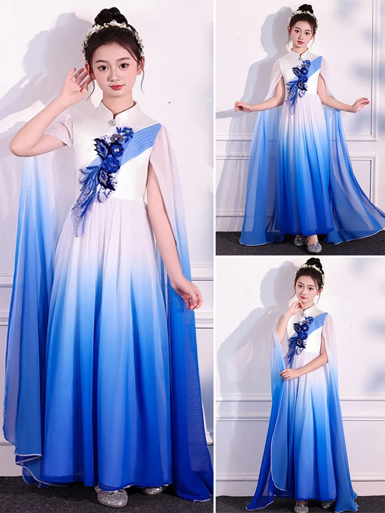 

New 2025 Performance Clothes for Girls Guzheng Exam Performance Hanfu Piya Stage Clothes Children's Traditional Chinese Costume