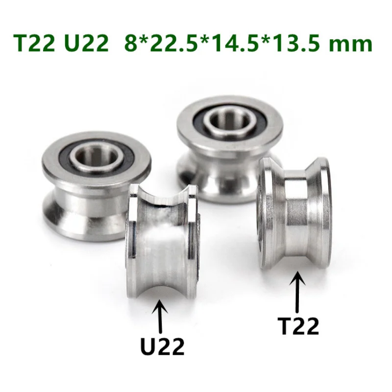 

100pcs T22 U22 V / U groove bearing pulley roller steel ball bearings TU22 8*22.5*14.5*13.5 mm Traces Walking Guide Rail bearing