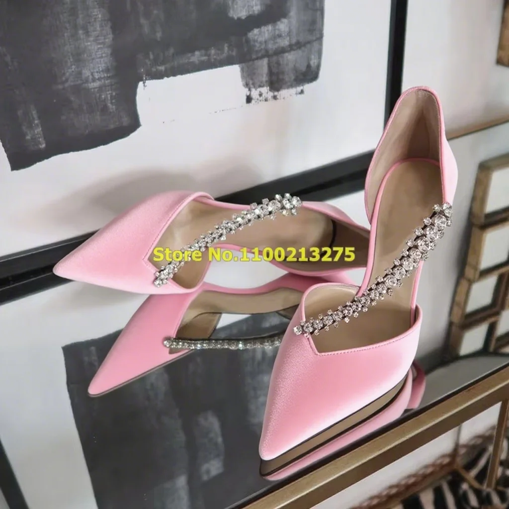 

Crystal Strap Pumps Flock Burgundy Black Nude Fashion Women Shoes Thin High Heel Cut Out Black Dress Shoes