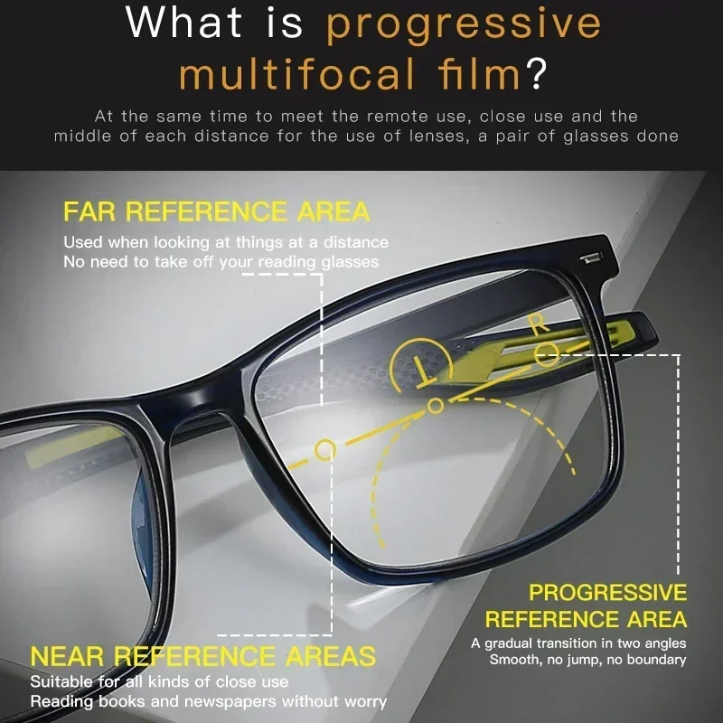 Sports Progressive Reading Glasses Anti Blue Light Multifocal Photochromic Women Retro Presbyopia Eyeglasses Outdoor Sunglasses
