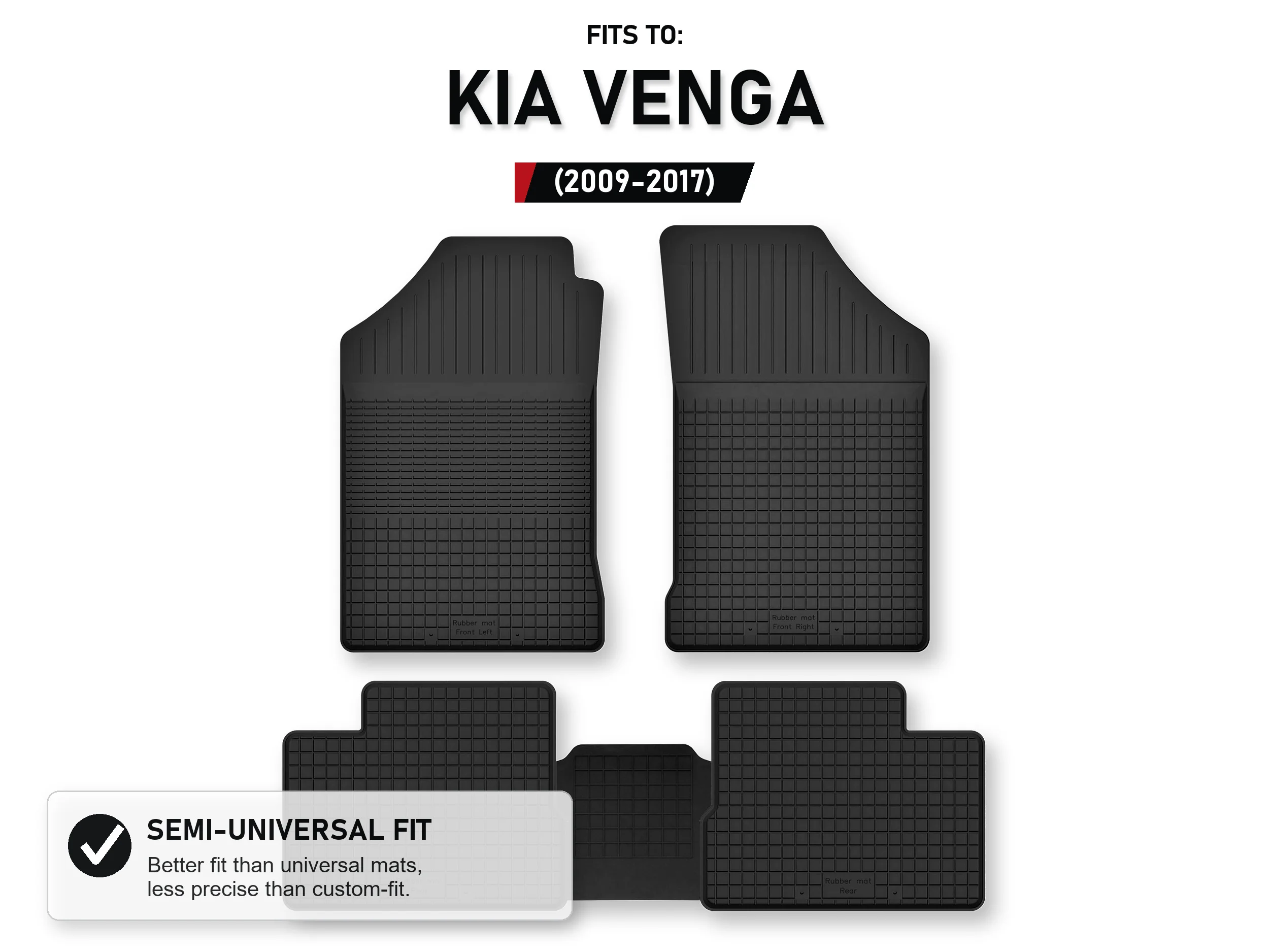 Rubberen matten Tray Type met tunnel voor: Kia Venga 2009-2017 5 stuks