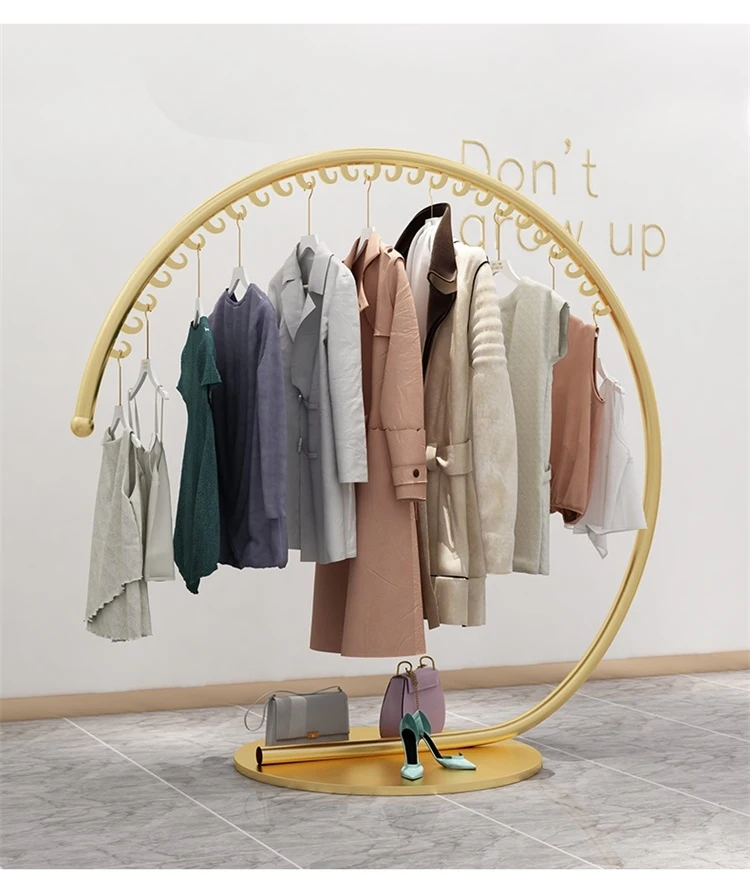 European Style Wrought Iron Coat Rack Floor Hanging Clothes Rack Bedroom Simple Fashion Clothing Store Display Rack