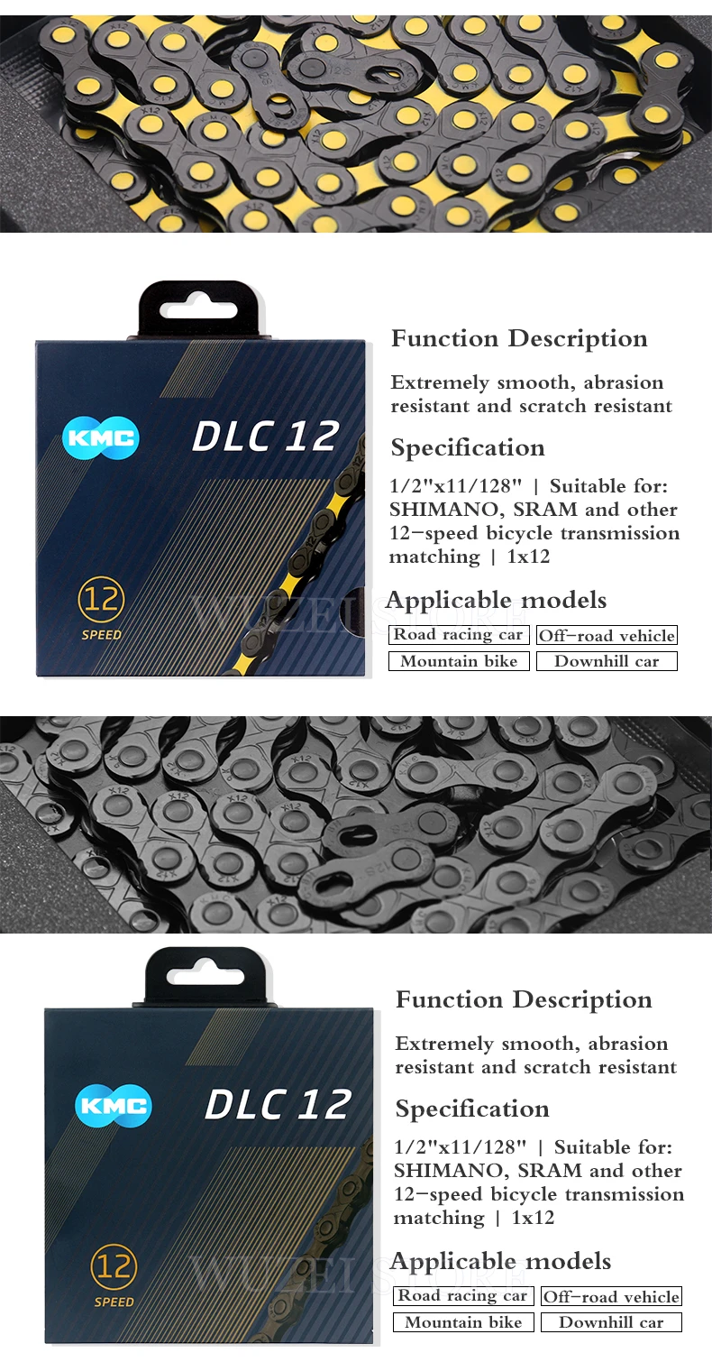 KMC Chain DLC 12 Speed MTB Bike Diamond Chains 126L KMC X12 Speed Chain Mountain Bicycle 12V for Shimano Sram