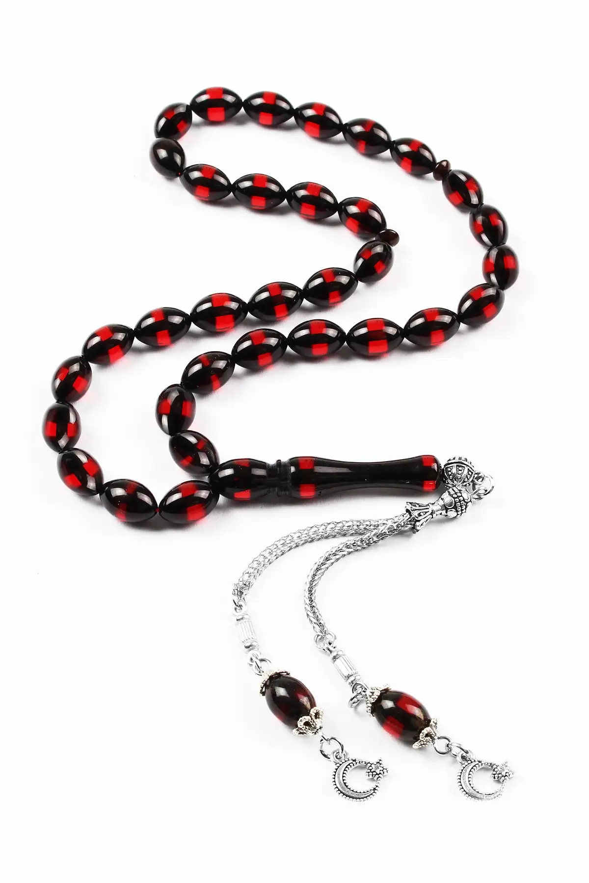 Red Vernier Powder Amber Prayer Beads 160001
