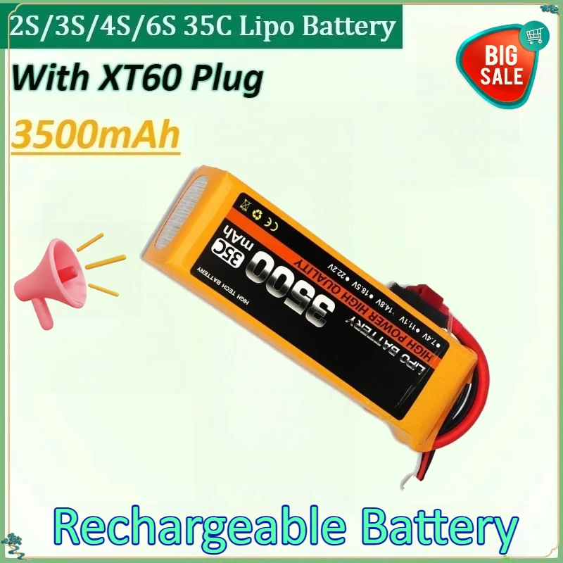 

3500mAh 2S/4S/3S/6S 35C High - Power RC Model Lithium Batteries Specially Designed for Fixed - Wing Drones for FPV Racing Drones