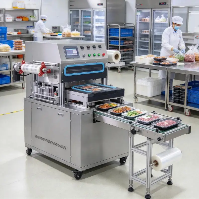 Modified Atmosphere Food Tray Sealing Machine Automatic MAP Gas Flush Packaging Equipment for Commercial Use