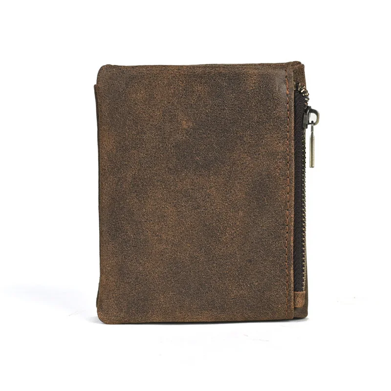 LD-Men's Leather Vertical Wallet, Casual and Fashionable with Multiple Card Slots, Vintage Cowhide Coin Change