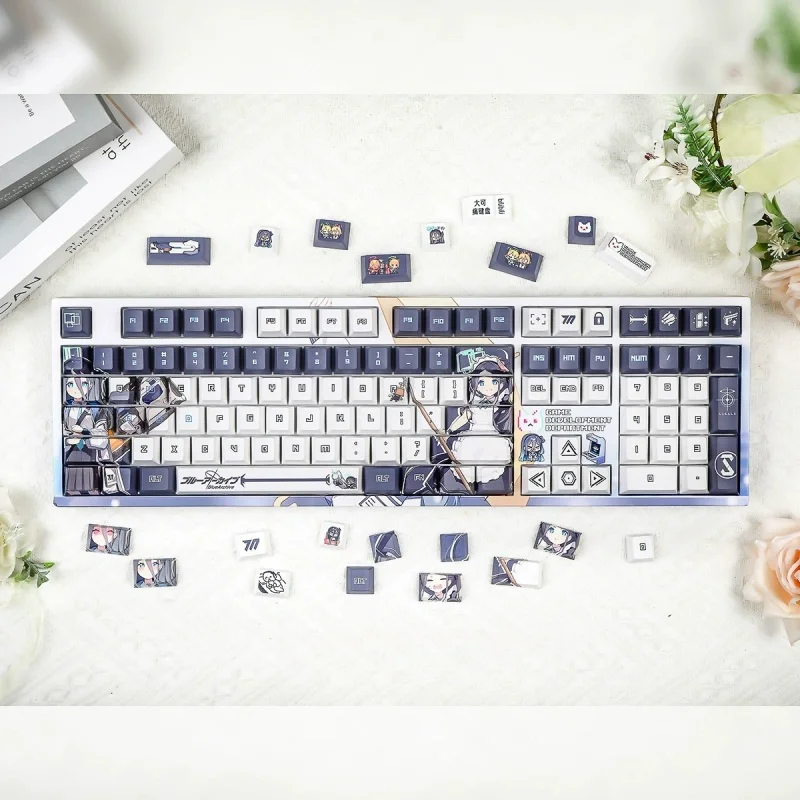 Imagem -03 - Arquivo Azul Alice Temático Keycaps 120 Chave Pbt Sublimação Térmica Teclado Mecânico Anime Jogo dos Desenhos Animados Coletar Presentes Keycaps