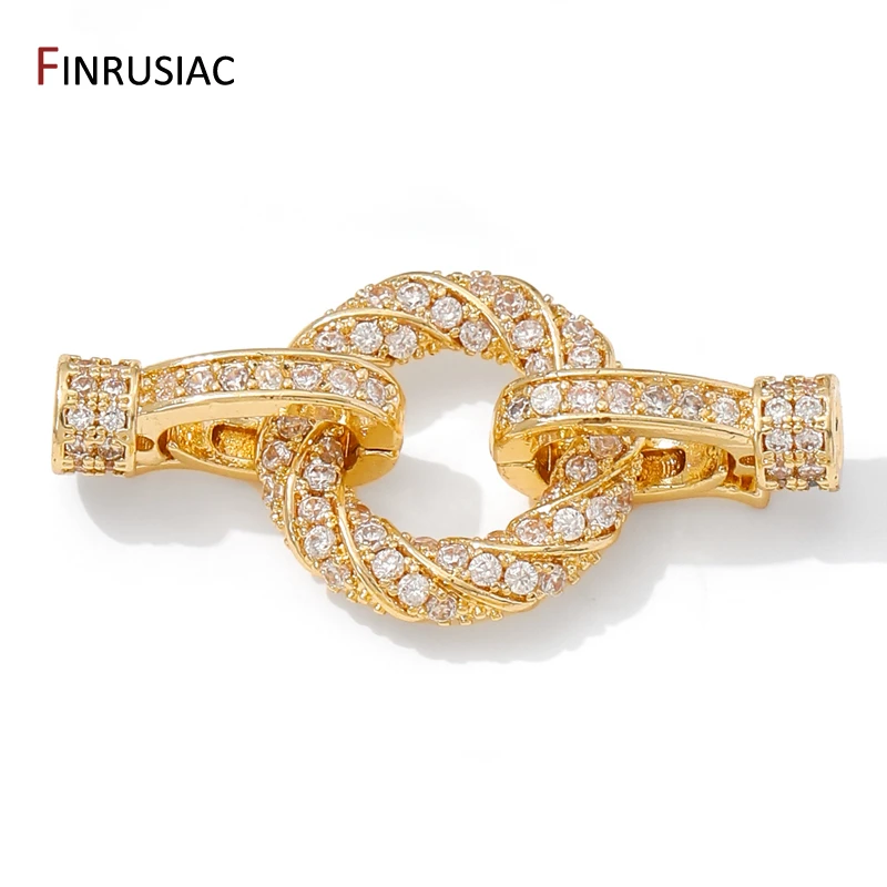 14/18K Gold Plated Brass Round Connector Clasps For Jewelry,Fastener Lock Clasps For DIY Bracelet Necklace Making Accessories