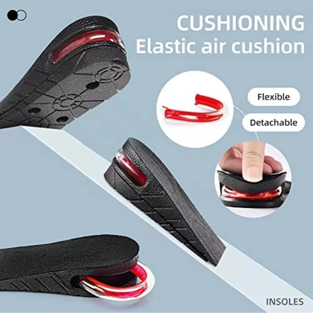 Height Increase Insoles for Men Women Elevator Shoes Insole Foot Pads Adjustable Heel Lift Inserts Heightening Insoles 3-7.5cm