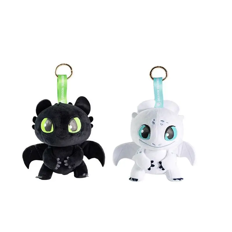 Cute Toothless doll plush toy genuine How to Train Your Dragon Night Sha Light Fury pendant couple keychain Emit light and sound