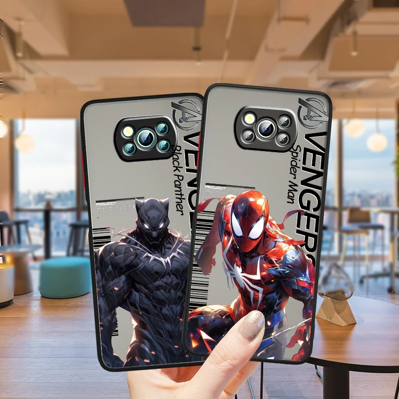 Marvel Hero Spider Man Hulk Frosted Translucent For Xiaomi Mi Poco X5 X4 X3 M6 M5S M5 M4 M3 F5 F4 F3 GT Pro 5G Soft Phone Case