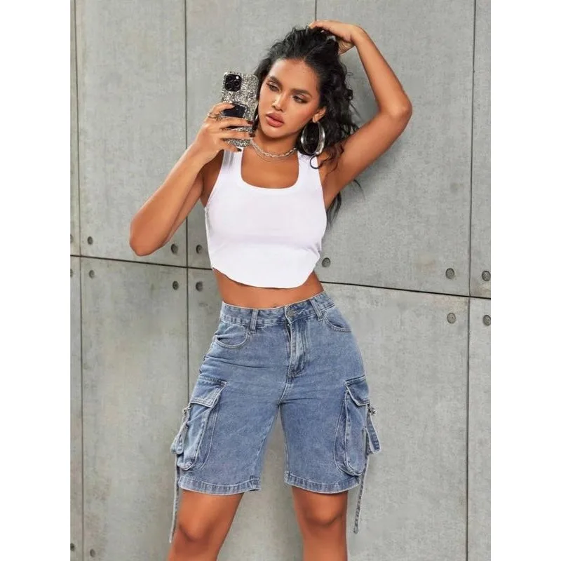 

Мужские и женские джинсы с высокой талией и широкими штанинами, новая модель, удобные летние модные шорты Ciwalk для трансграничной торговли