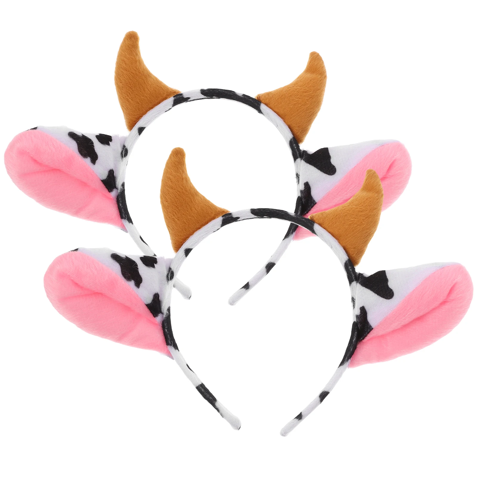 

2pcs Dairy Cow Headband Cow Horns Hairband For Halloween Birthday Costume Accessory Cartoon Headwear For Photo