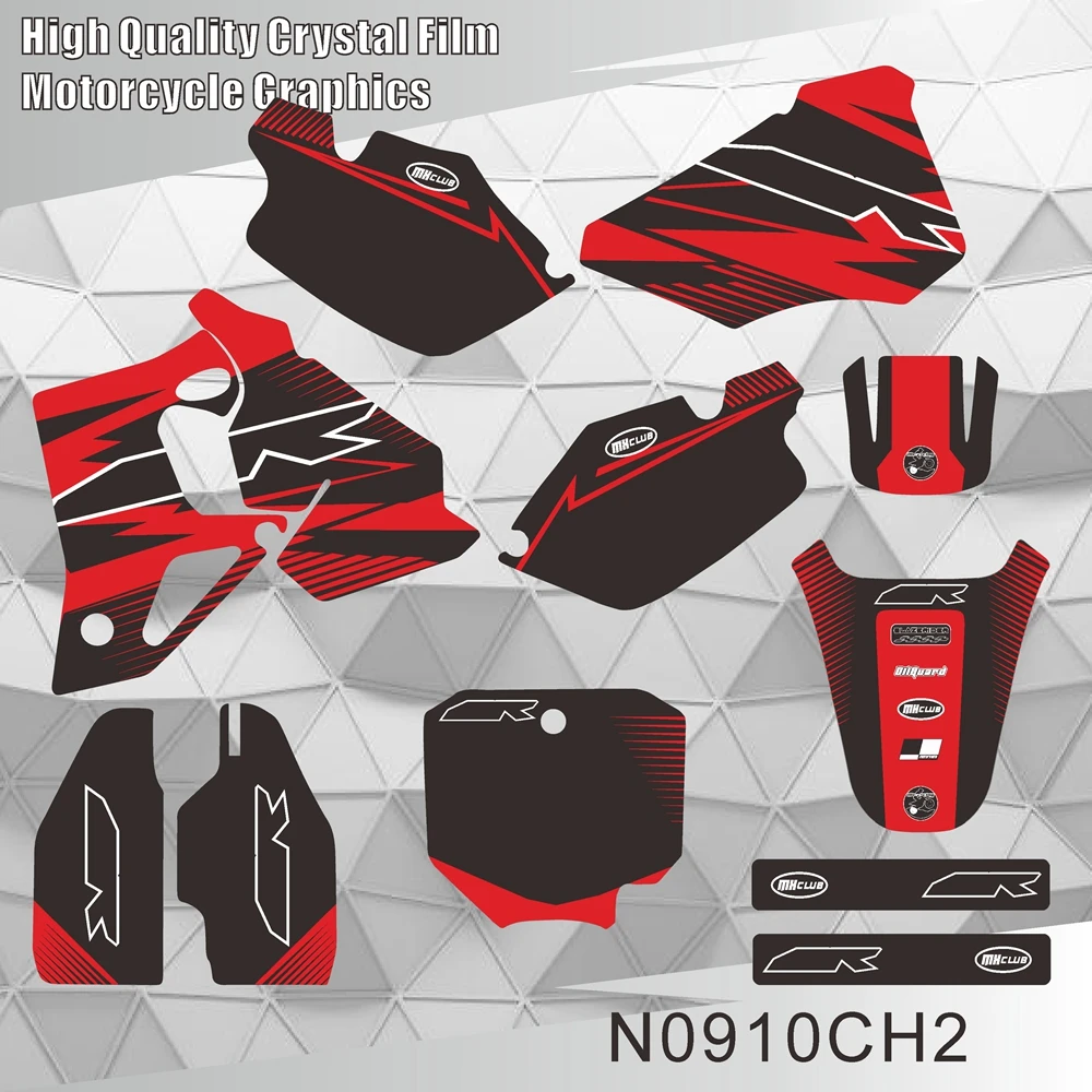 Dla HONDA CR 80 1996 1997 1998 1999 2000 2001 2002 Pełne Grafiki Naklejki Motocyklowe Tło Personalizowane Numer N0910CH — zdjęcie 2