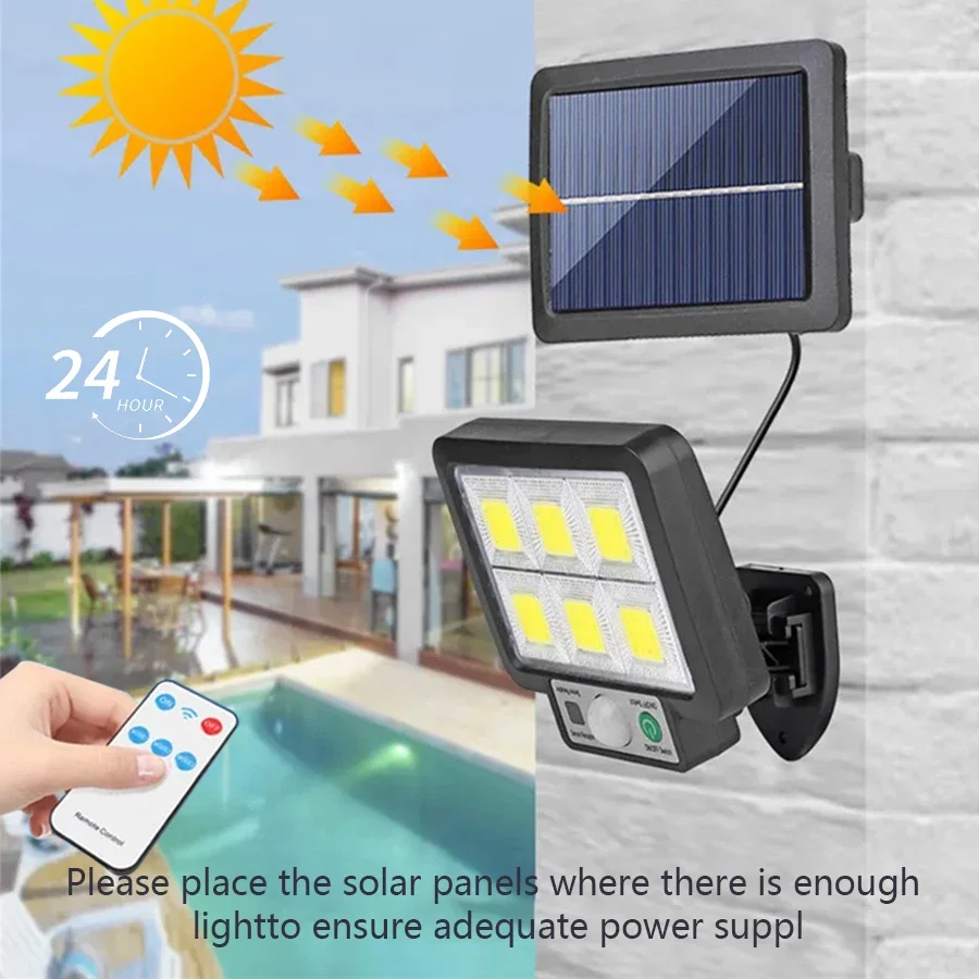 Zonne-Energie Wandlamp Split Led Solar Licht 3 Mode Bewegingssensor Met Afstandsbediening Buiten Waterdichte Tuin Straatgaragelamp