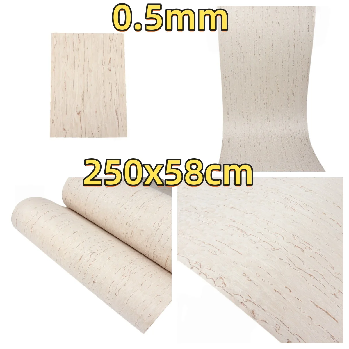 

Huangbin Silk Tech Veneer, 0.5mm, 250x58cm, For Wardrobe Door & Musical Instrument Making.(Backing Non-woven Fabric)