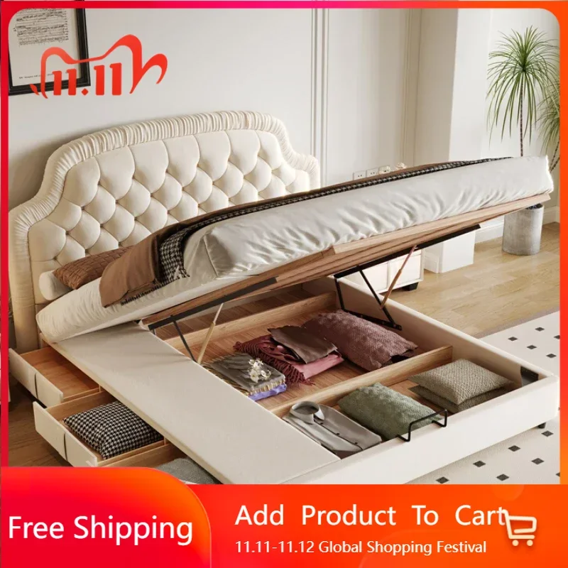 

European French Double Bed Princess Storage Comferter Loft Bed King Size Matrimonial Bedroom Chinese Muebles Unique Furniture