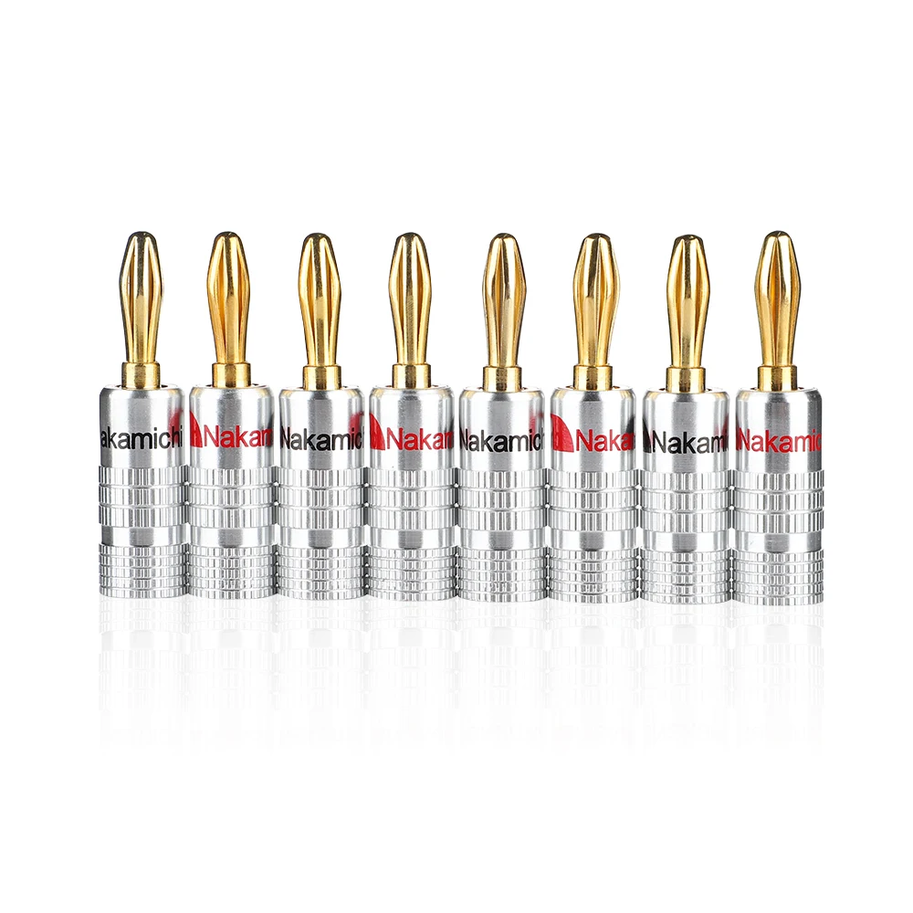 AIYIMA Banana Plugs8 pcs 24K مطلية بالذهب النحاس 4MM فانوس نوع الرأس موصلات لمكبر الصوت ومكبرات الصوت وجهاز الاستقبال