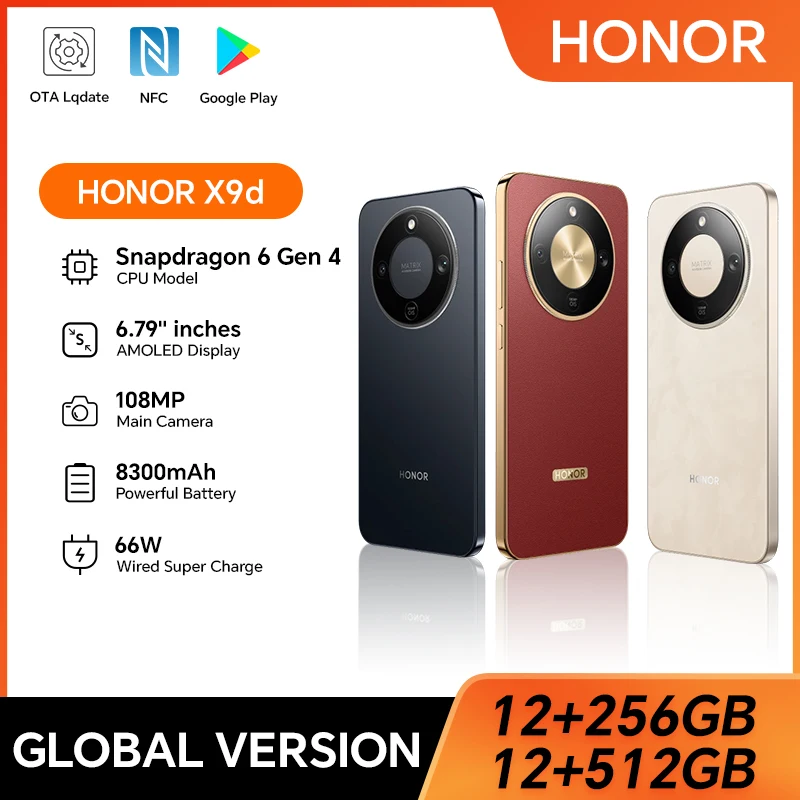 Global Version HONOR X9d 5G 6.79'' AMOLED Screen Snapdragon 6 Gen 4 108MP AI Camera 8300mAh Battery 66W SuperCharge