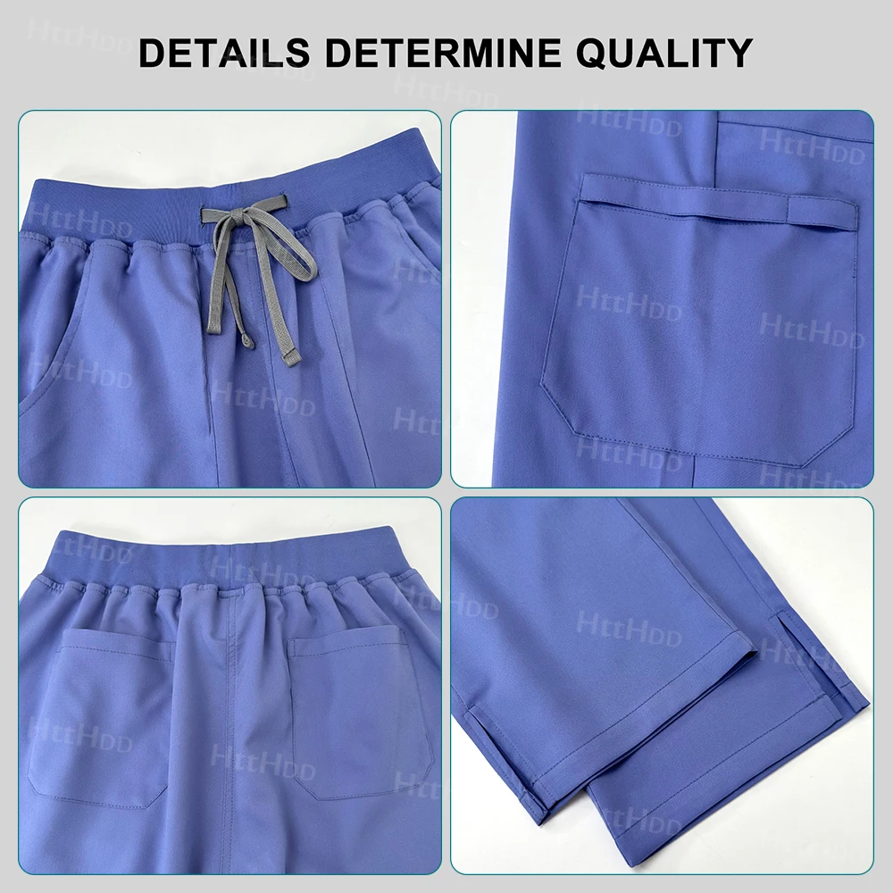 Uniformes médicos de alta calidad, accesorios de enfermería transpirables de Color sólido, Top de manga corta y pantalones, traje quirúrgico, bata de enfermera