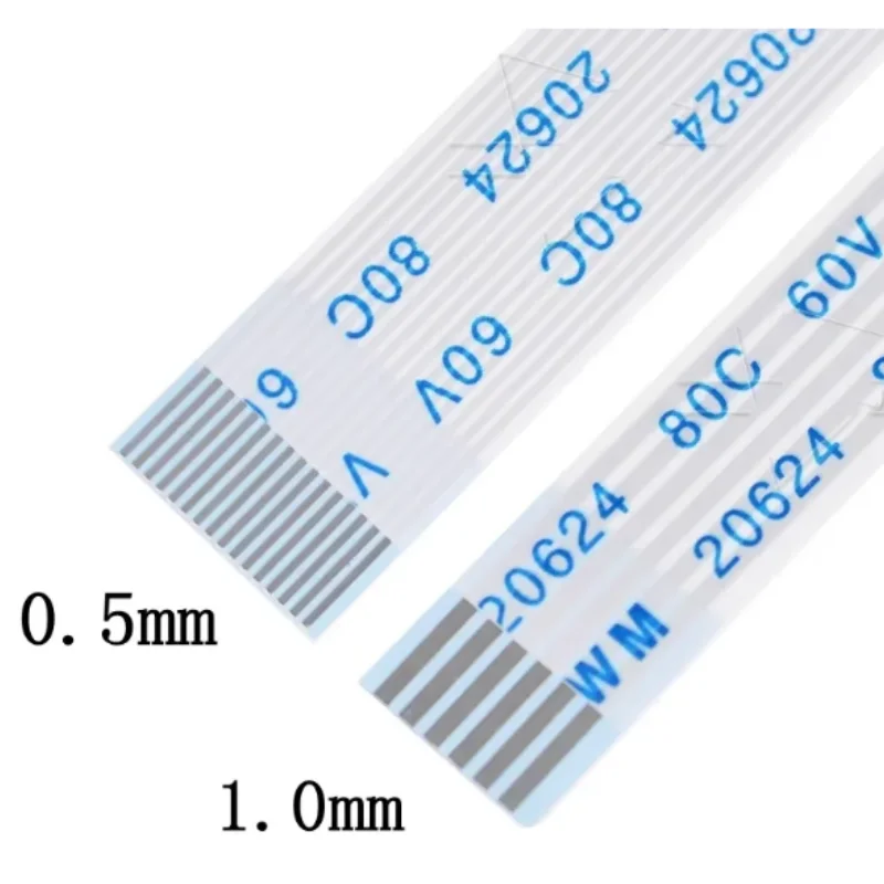 100PCS FFC FPC Flat Flexible Cable Spacing 0.5MM Length 4P/6P/8P/10P/12P/14P/20P/24P/30P/34P/40P 100MM Direction-B Reinforcement
