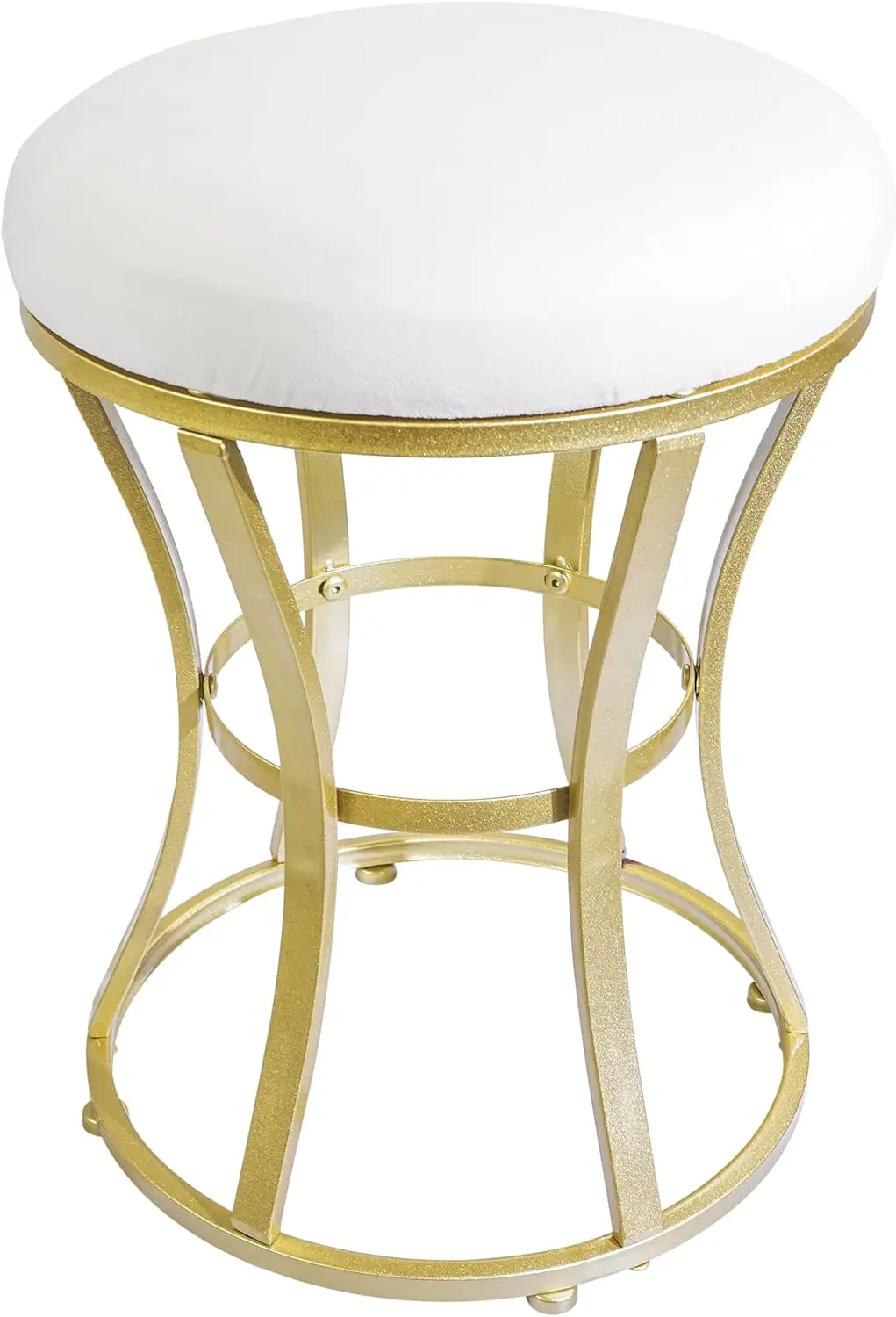 

Stool,White Velvet Footrest Ottoman Foot Stool Seat With Golden Metal Legs,Makeup Chair For Bathroom Vanity,