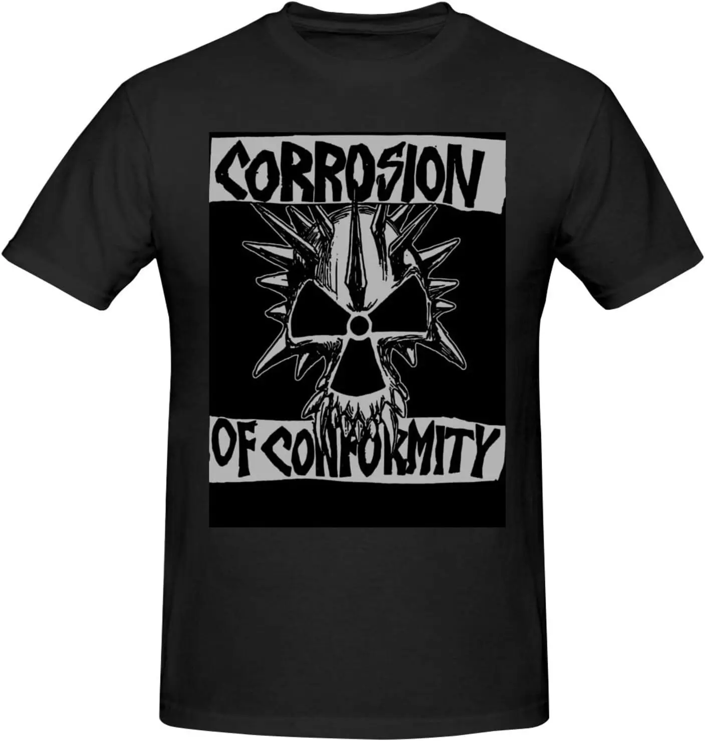 Corrosion Music and of Conformity Men's T-Shirts Cotton Short Sleeve Shirt Casual Graphic Round Neck Tees Black