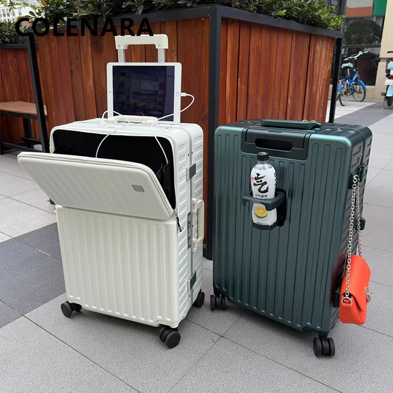 COLENARA Rolling Suitcase 20 Inch Front Opening Laptop Boarding Case 24