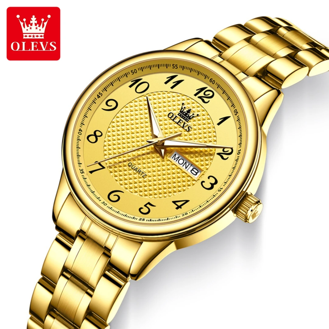 

OLEVS 5667, модные кварцевые часы, подарок, ремешок для часов из нержавеющей стали, наручные часы с круглым циферблатом, дисплей недели, светящийся календарь