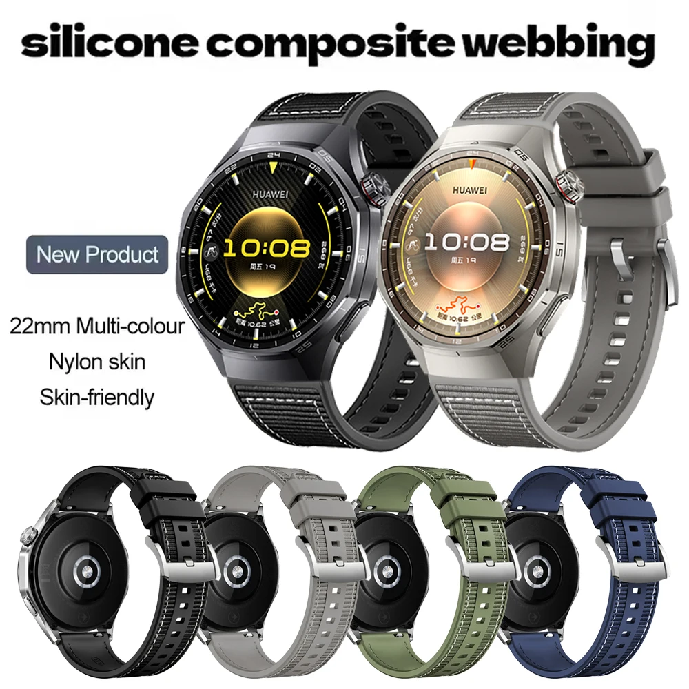 Official Nylon Strap For HUAWEI WATCH 4 5 Pro/GT6 Pro GT6 5 4 46mm Ultimate Sports Wrist Band 22mm Composite Silicone Bracelet